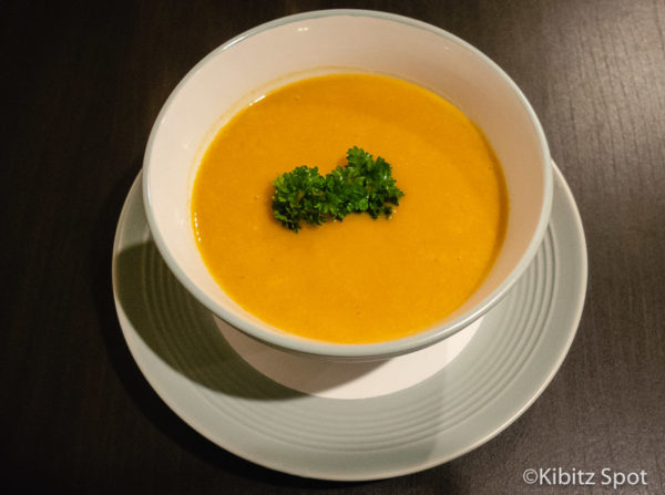 A bowl of pumpkin coconut soup recipe