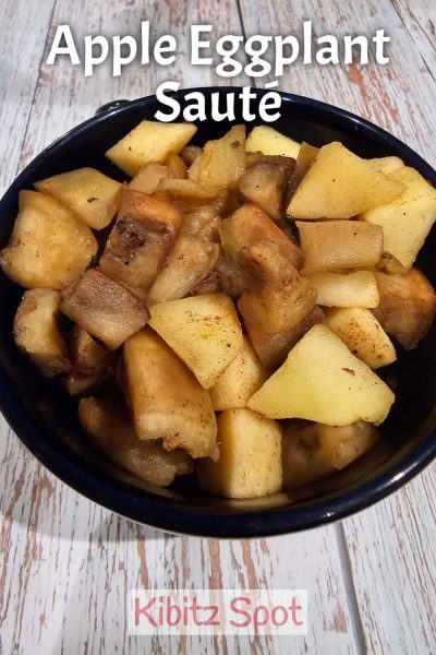 A bowl of tasty apple eggplant saute makes a great side dish that even the kids will love