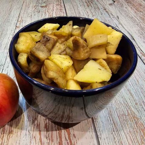 A bowl of sauteed apple eggplant with cinnamon