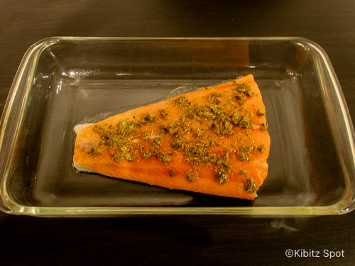 Salmon with lemon and capers ready to bake