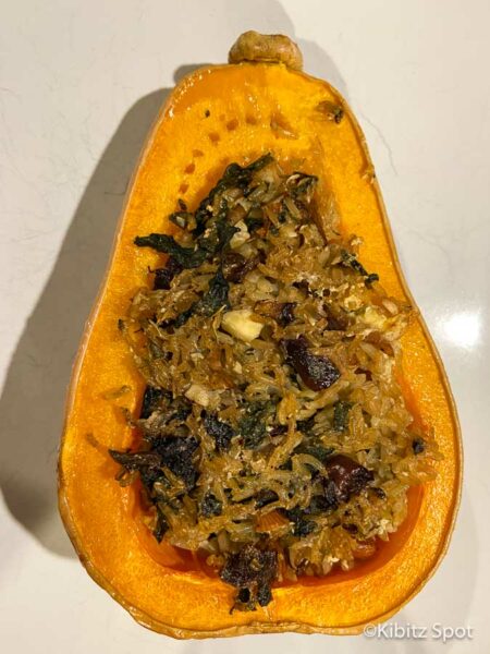 Ready to eat following a stuffed buttercup squash recipe