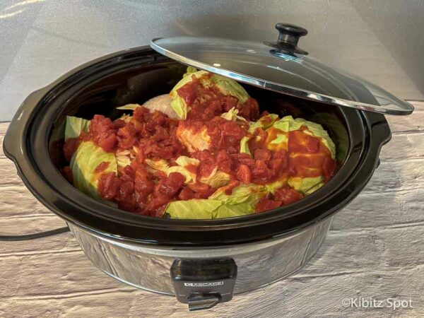 Chicken and cabbage recipe in a crockpot before cooking