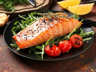 Cooked salmon fillet