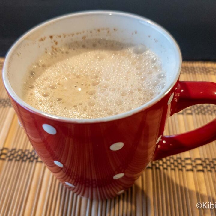 Chai latte with almond milk ready to drink