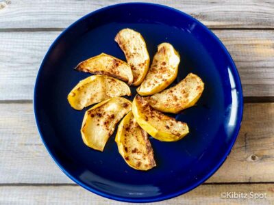 A plate of air fryer apples ready to eat.