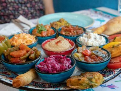 A tasty selection from a Mediterranean gluten-free mezze platter in Turkey