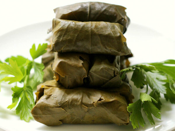 A stack of dolmades