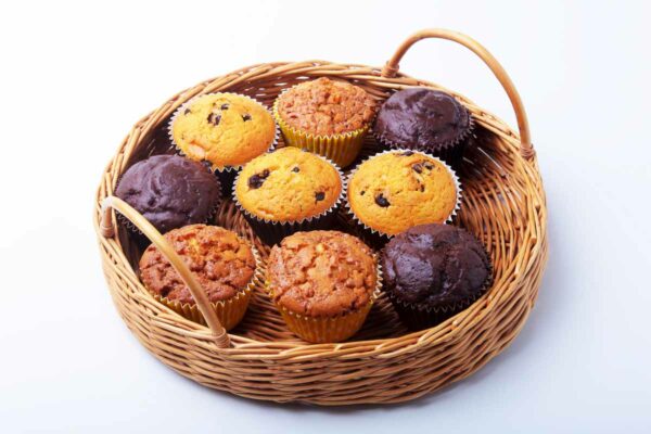 A basket of of cooked muffins from our list of gluten-free muffin recipes