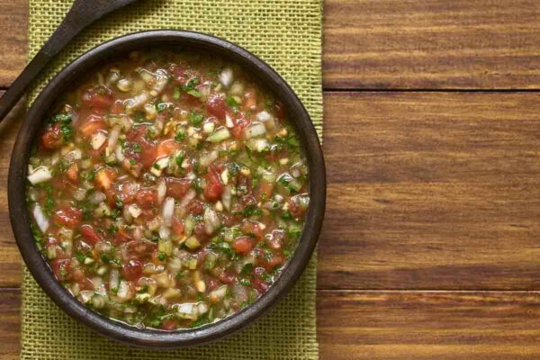 A bowl of our Chilean pebre recipe